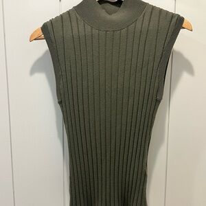 Banana Republic Olive Ribbed Mock-Neck Tank